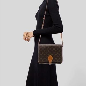 Louis Vuitton Monogram Cartouchiere MM Crossbody Shoulder Bag Canvas & Leather
